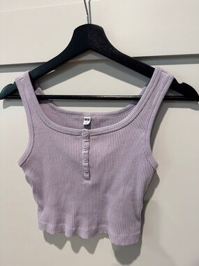 Uniqlo Lavender Ribbed Button-Front Crop Tank